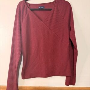 GAP Women's Burgundy V-Neck Sweatshirt